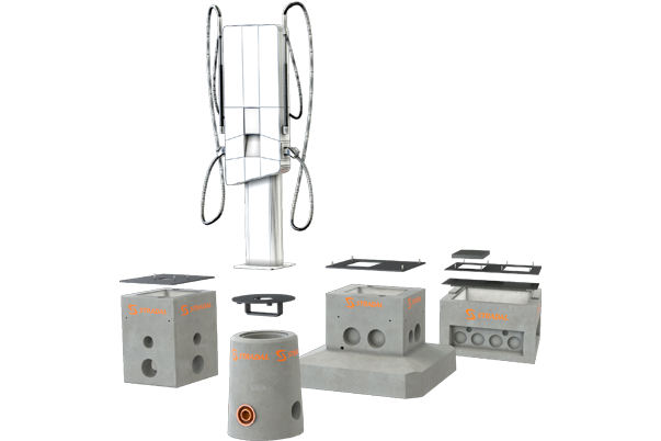 Fondations UNIMI-1BASE Ancrage des bornes type AC et DC
