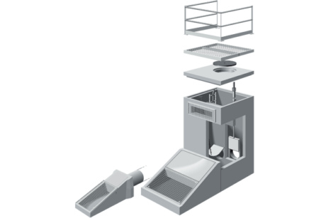 Visuel 3D d'un ouvrage de régulation en vue éclatée